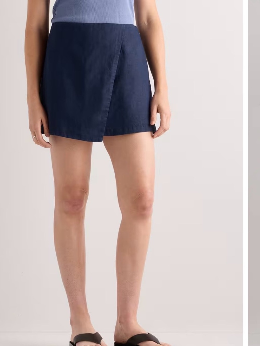 Quince 100% Linen Navy Wrap Mini Skort